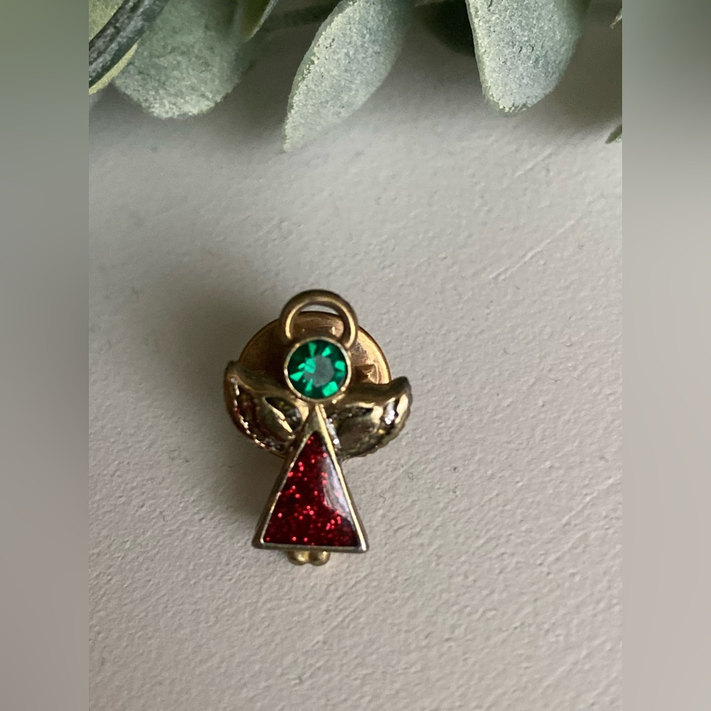 Guardian Angel small vintage enamel pin lapel Christmas holiday religious
